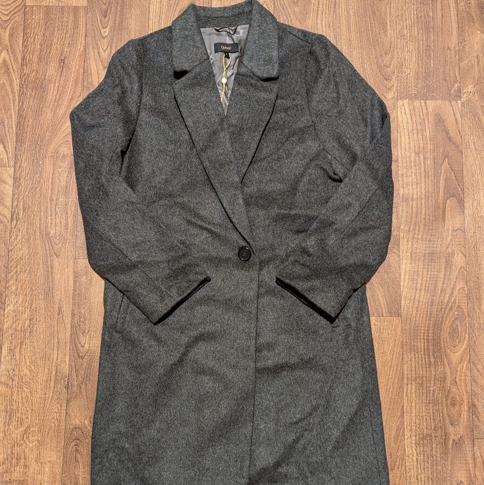 Quince Women's Italian Wool Classic Single-Breasted Coat Gray Small